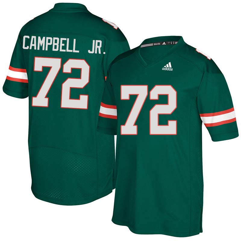 Adidas Miami Hurricanes #72 John Campbell Jr. College Football Jerseys Sale-Green